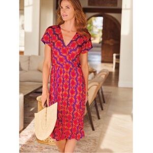 Soft Surroundings Purple Red Kaveri Dress Pattern Multicolor Size Large